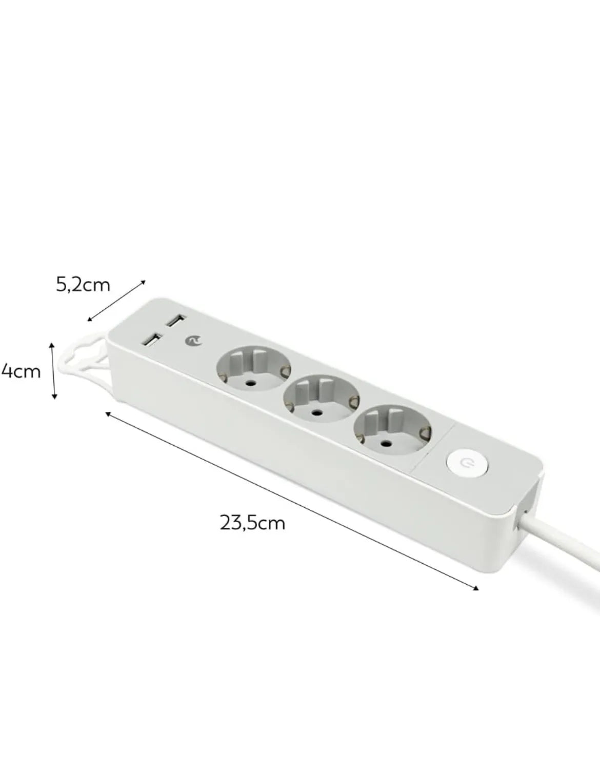 Regleta de 3 enchufes + 2 USBs Garza