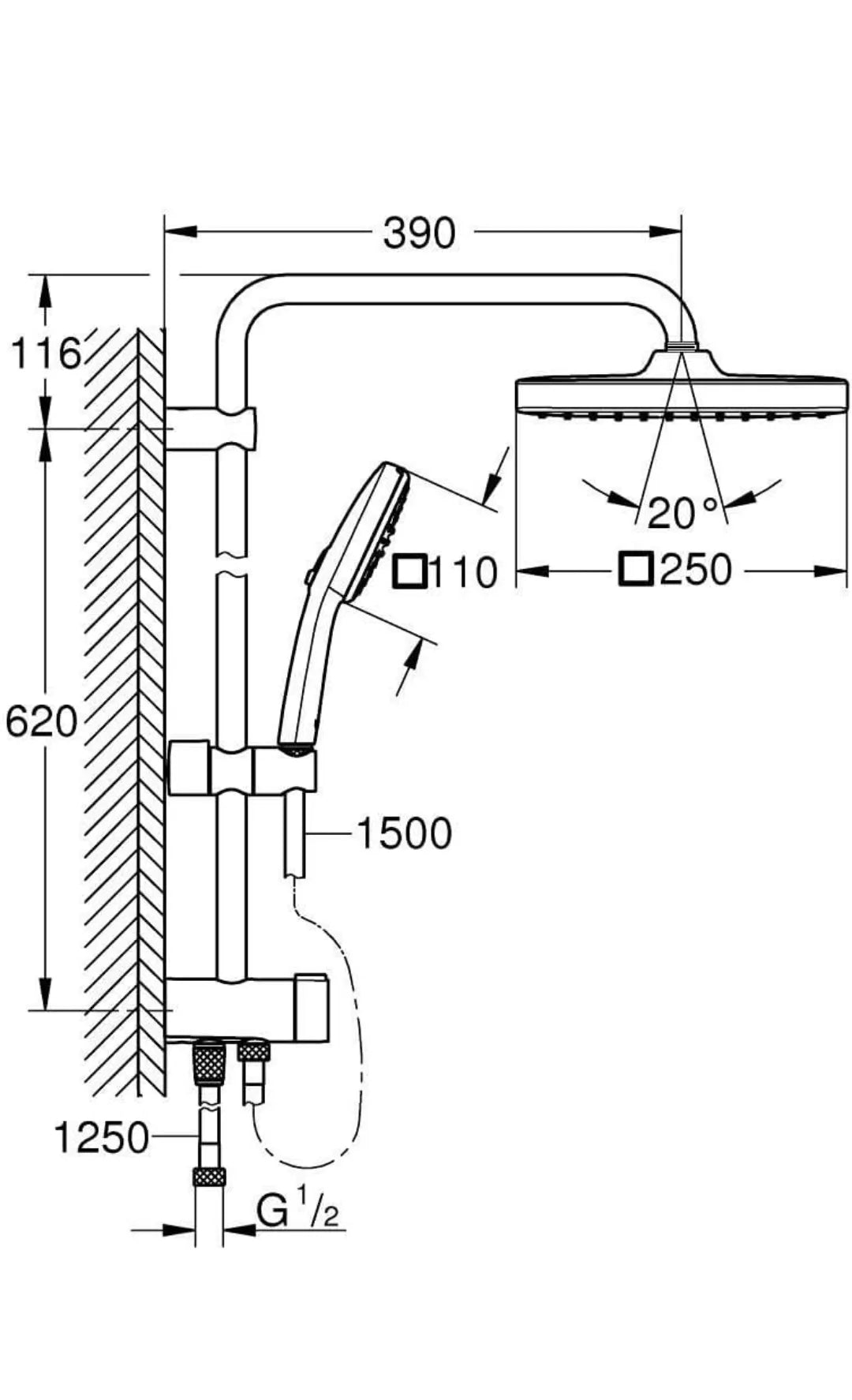 Columna de ducha Vitalio Comfort 250 - Grohe