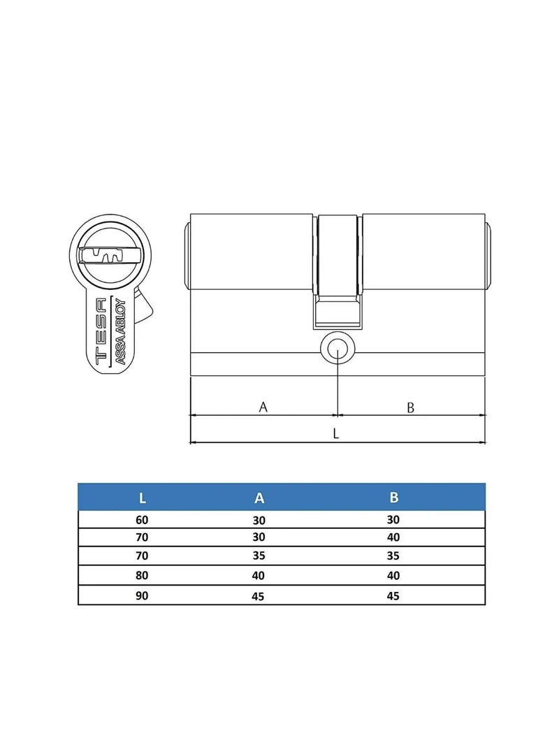 Cilindro de Alta Seguridad TX853060N Tesa Assa Abloy