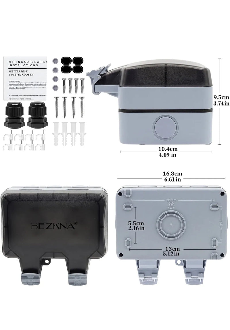 Enchufe Impermeable con Conector de Cable y Tapa IP66