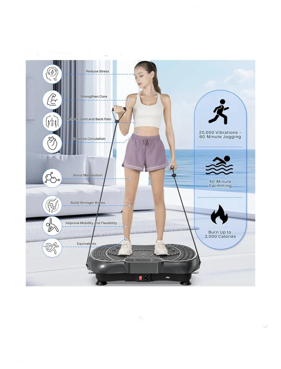 Plataforma de vibración con cuerda de saltar, entrenamiento de cuerpo entero
