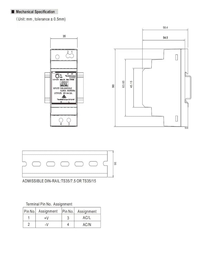Fuente de alimentación 36W Din-Rail