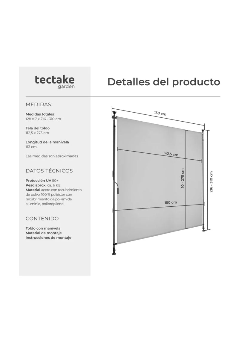 Toldo Vertical Exterior con Manivela 150cm