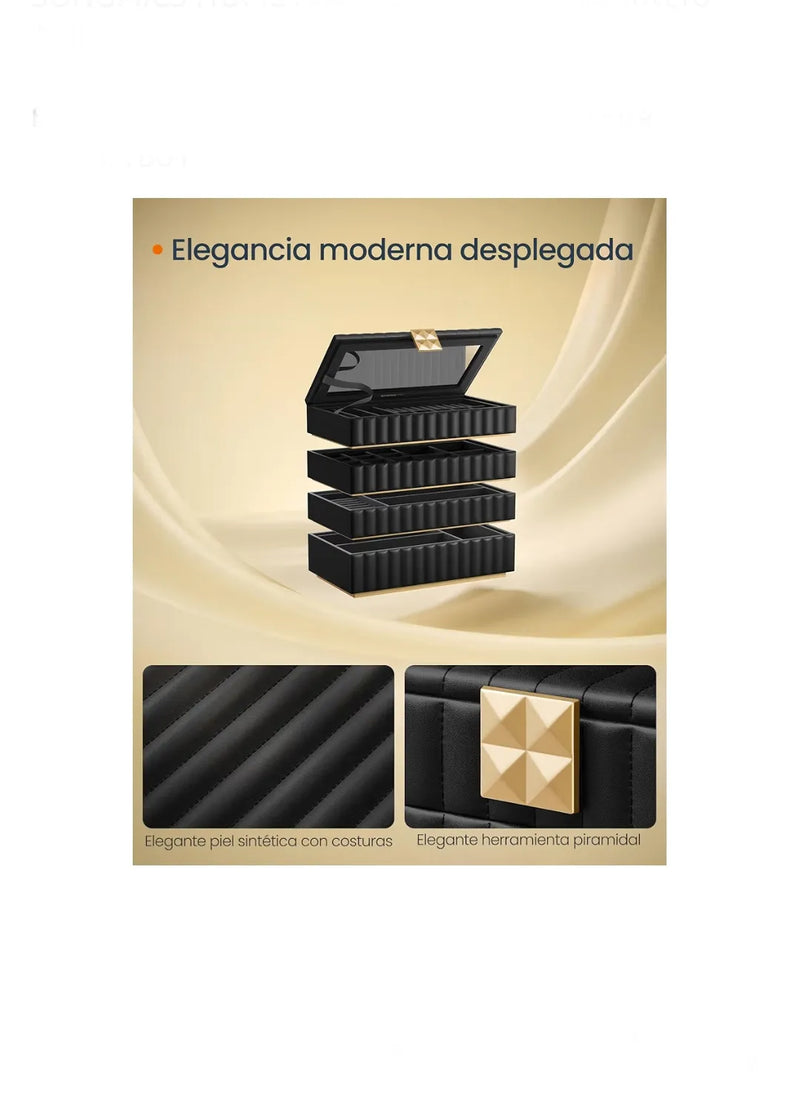 Joyero Apilable con Espejo, Organizador Joyero 4 Capas