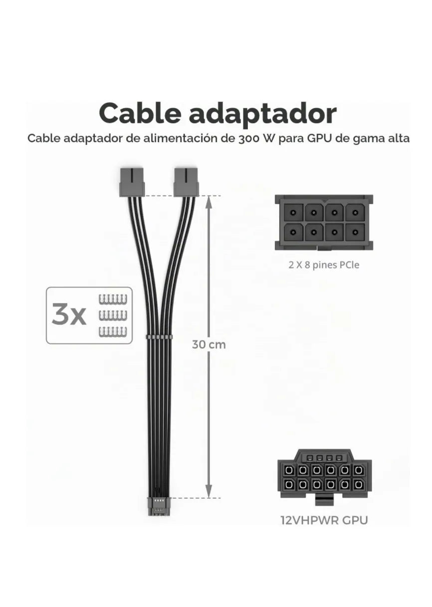 Cable de Extensión PCIe 16pin 30cm deleyCON
