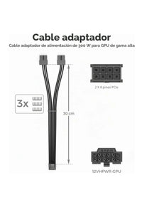 Cable de Extensión PCIe 16pin 30cm deleyCON