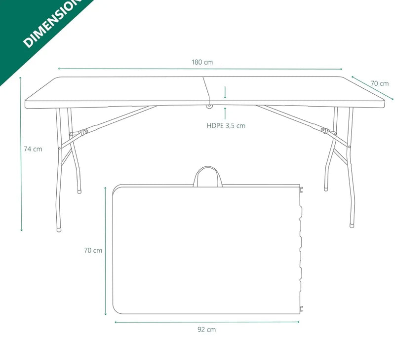 Mesa plegable portátil de 180cm