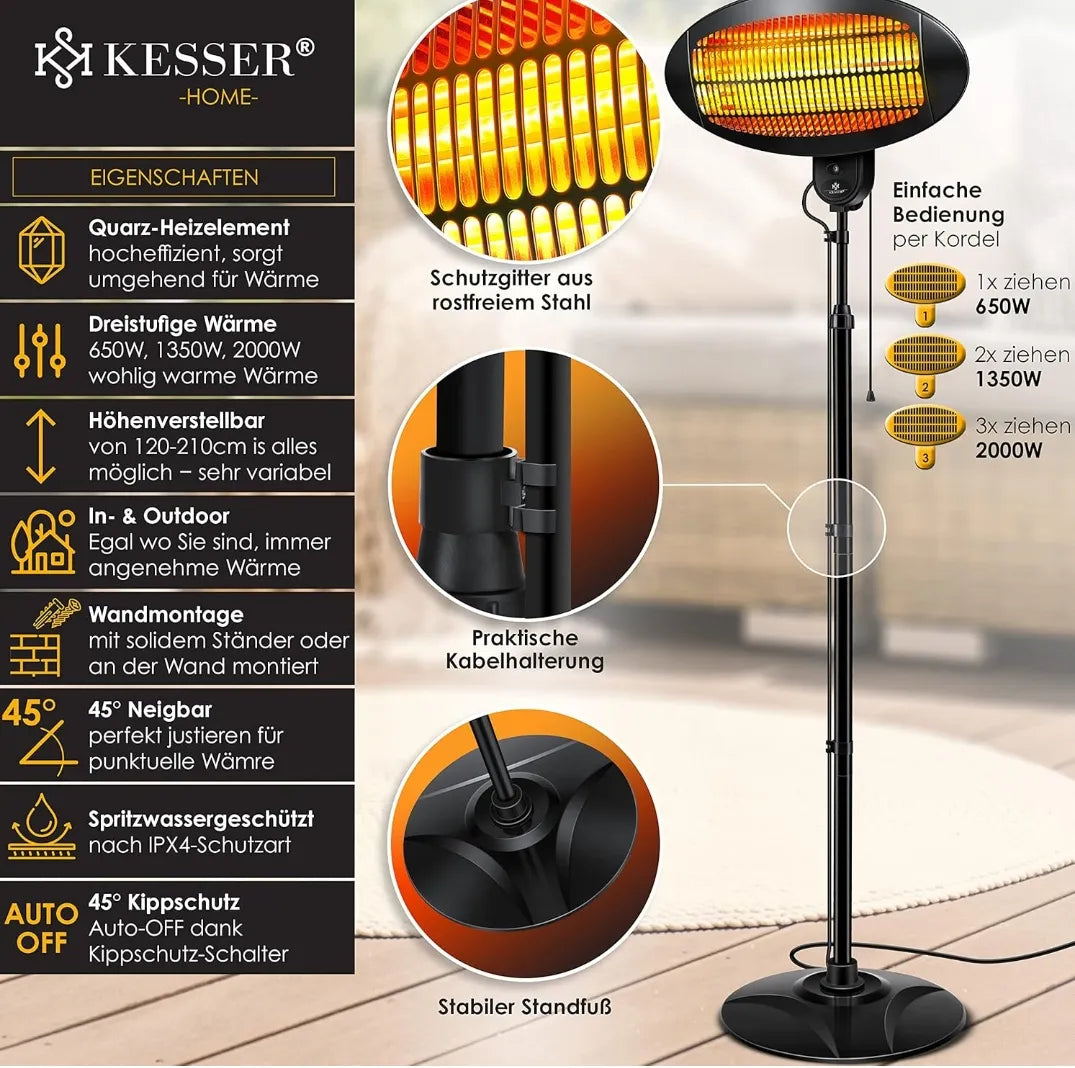 Calefactor radiante de 2000 vatios infrarrojos - Kesser