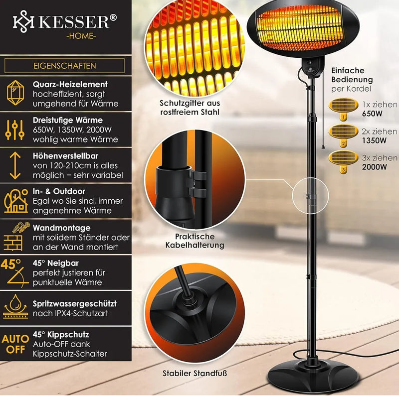 Calefactor radiante de 2000 vatios infrarrojos - Kesser