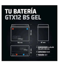 Batería Moto GP-PRO GTX12-BS 10AH Gel