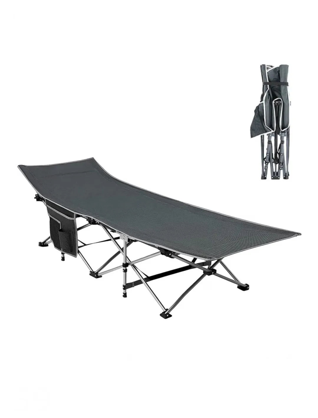 Tumbona Cama Plegable de Camping Gris