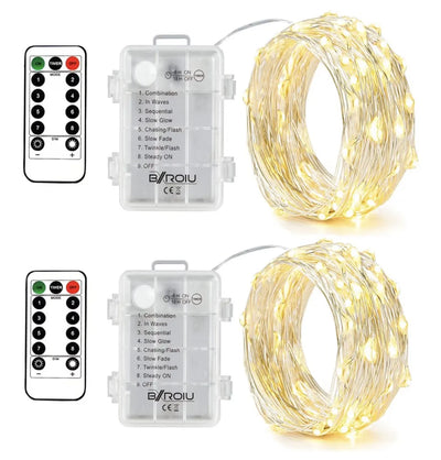 2 x Guirnalda luces pilas 8 modos de luz