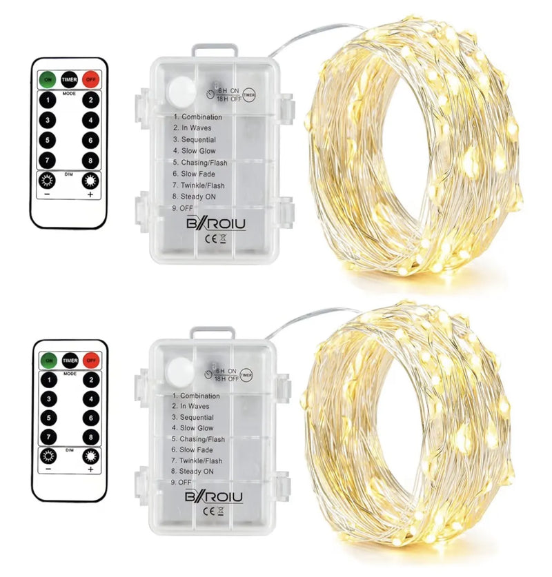 2 x Guirnalda luces pilas 8 modos de luz