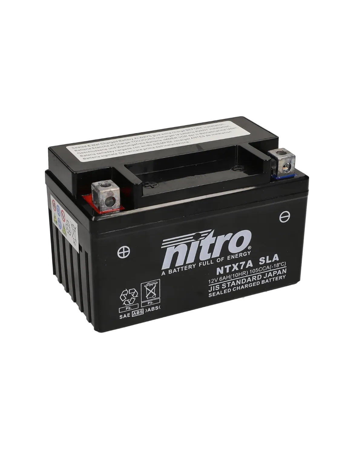Batería Nitro YTX7A-BS Gel 12 V 6 Ah