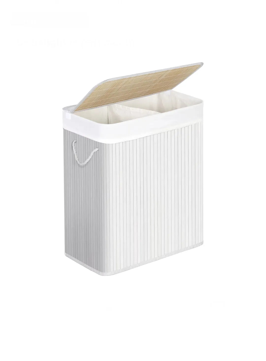 Cesto de ropa, 100 L, con tapa, de bambú