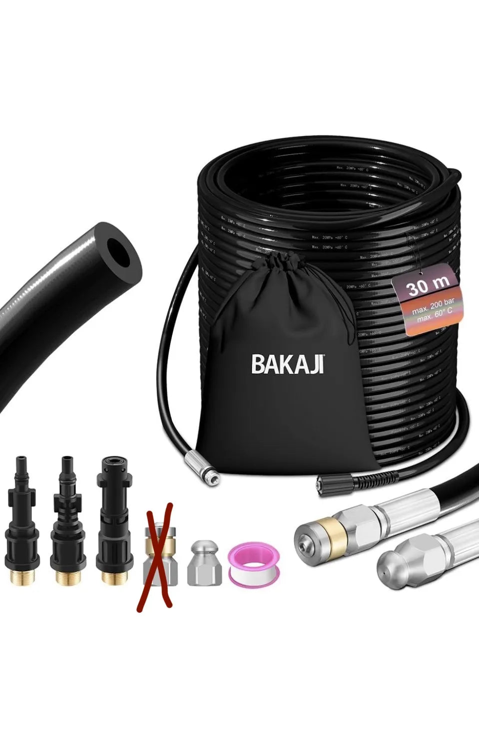 Sonda desatascadora de tubos de alta presión BAKAJI