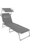 Tumbona Plegable con Toldo y Respaldo Regulables