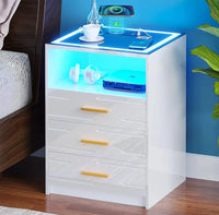 Mesita de noche led con carga inalámbrica - Lvifur