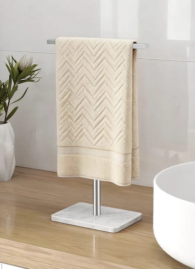Toallero de mano con base de mármol para baño