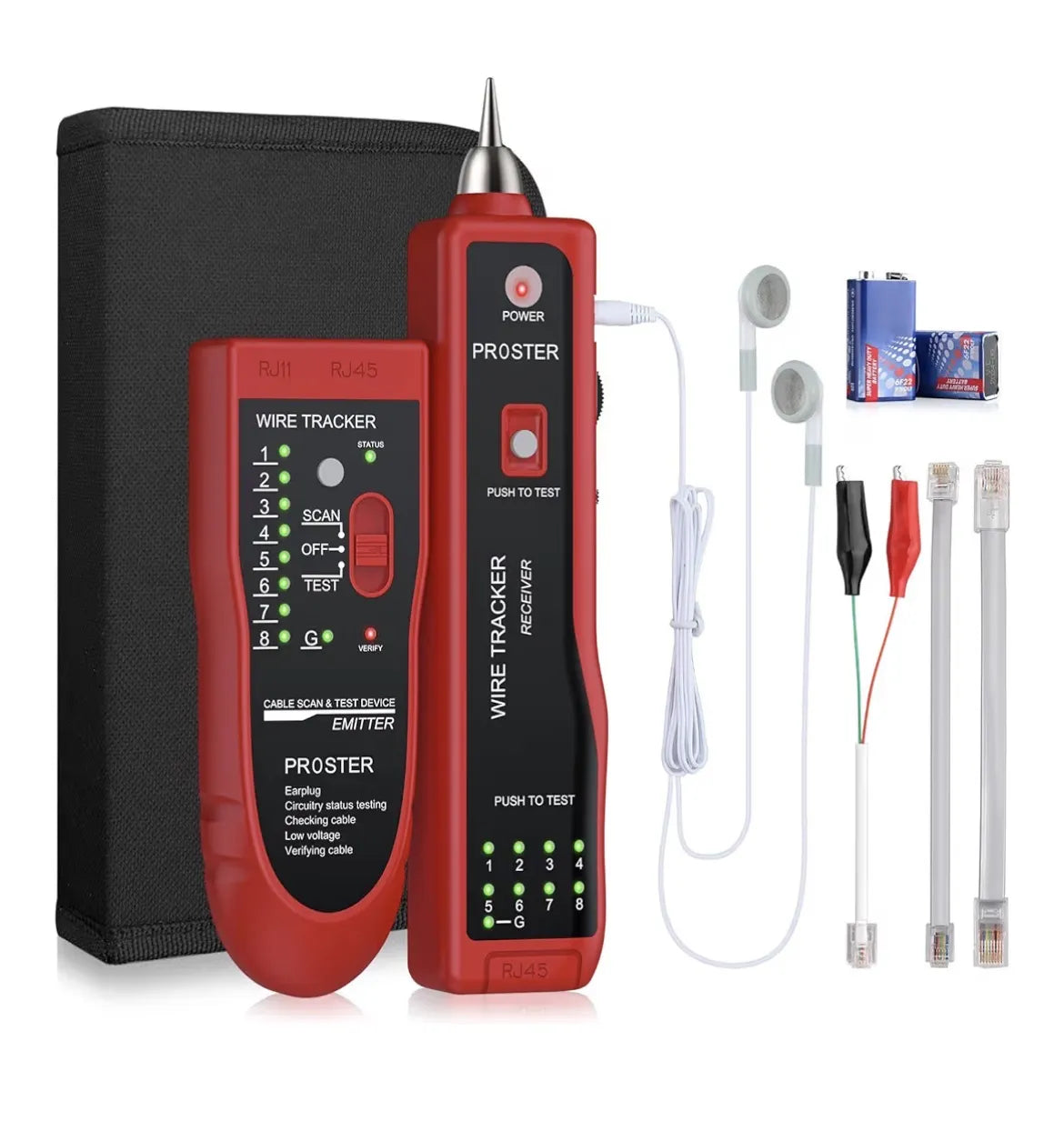 Comprobador de Cables RJ45 RJ11 Proster