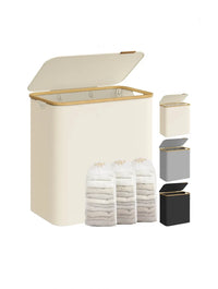Cesto de ropa con tapa, 3 compartimentos, 150 L,