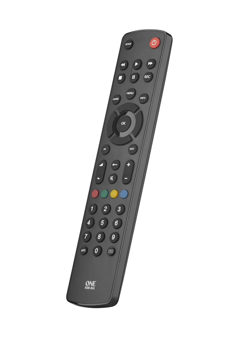 Televisor con control remoto universal One For All