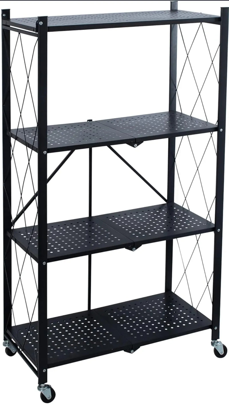 Estante de metal plegable con ruedas - Organize