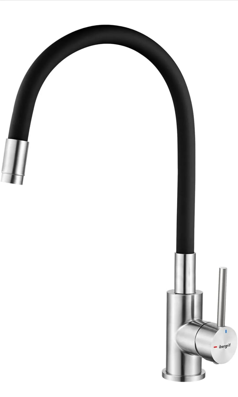 Grifo de cocina caño flexible ibergrif gris