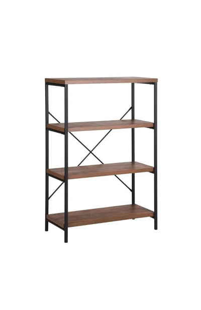 Librería de 4 niveles madera oscura con marco