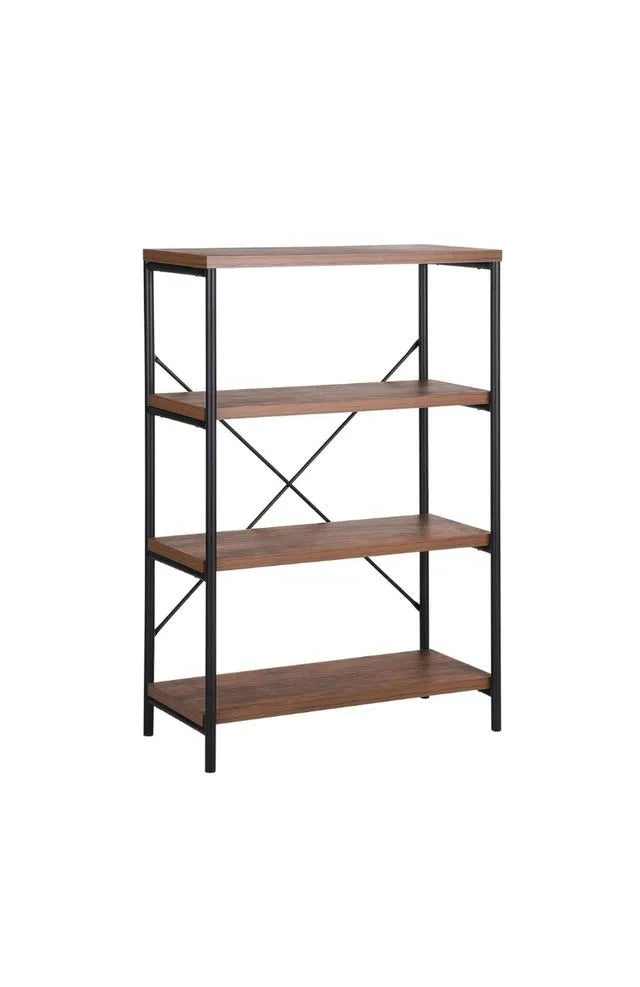 Librería de 4 niveles madera oscura con marco