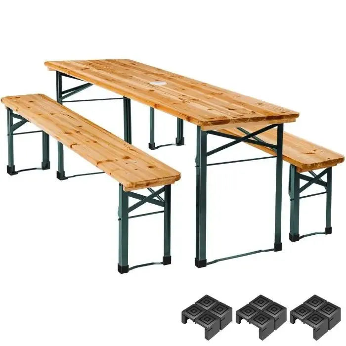 Conjunto de mesa y bancos para exterior