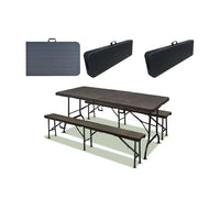 Conjunto de Camping Plegable de 3 Piezas Marron