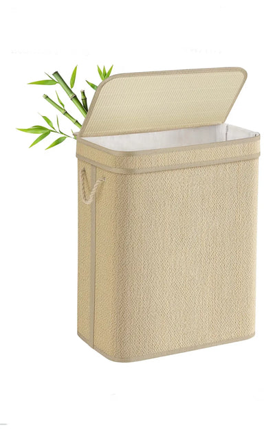 Cesto de ropa, cesto de ropa de bambú, 90 L
