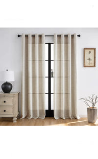 Cortinas Visillos Beige para Salón Cortinas Dormitorio 2 Piezas
