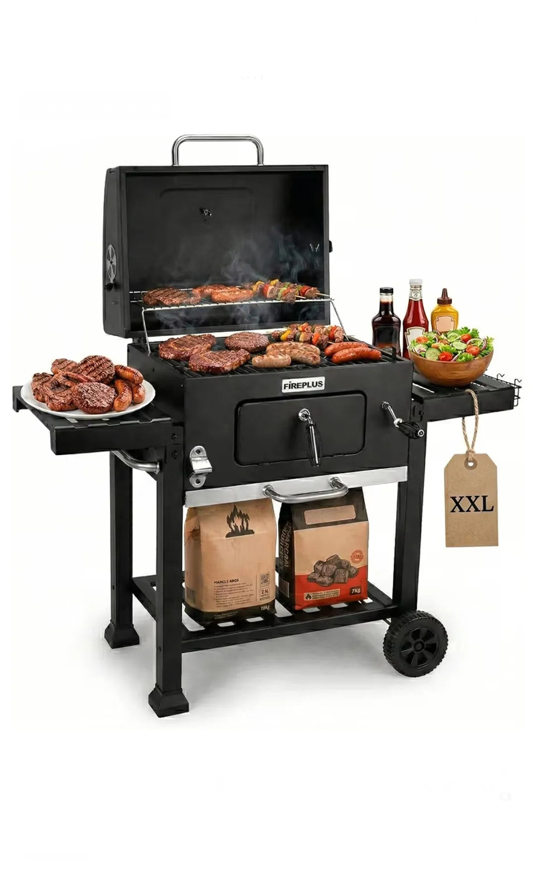 Barbacoa Fireplus de Carbón XXL - Parrilla de Acero