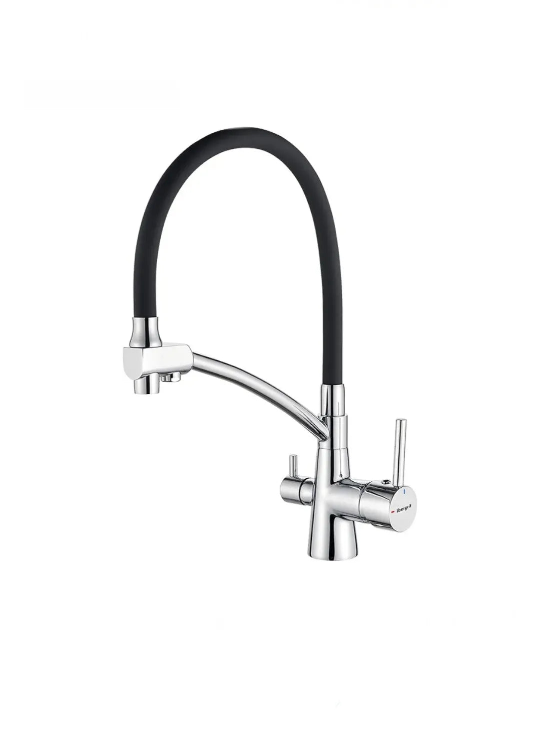 Grifo de cocina Ibergrif negro con caño flexible, rociador 3 en 1