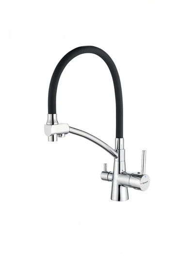 Grifo de cocina Ibergrif negro con caño flexible, rociador 3 en 1
