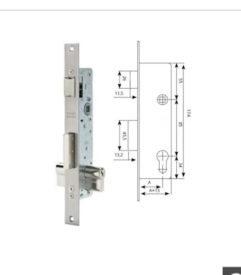 CERRADURA TESA 2210-38 AI SIN CILINDRO