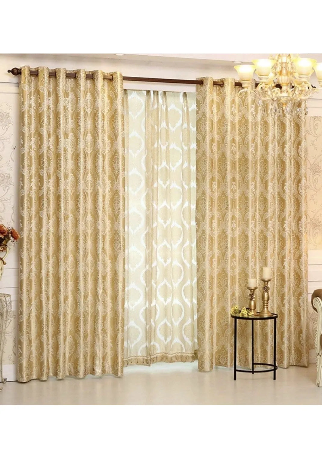 Juego de 2 cortinas europeas Dorado