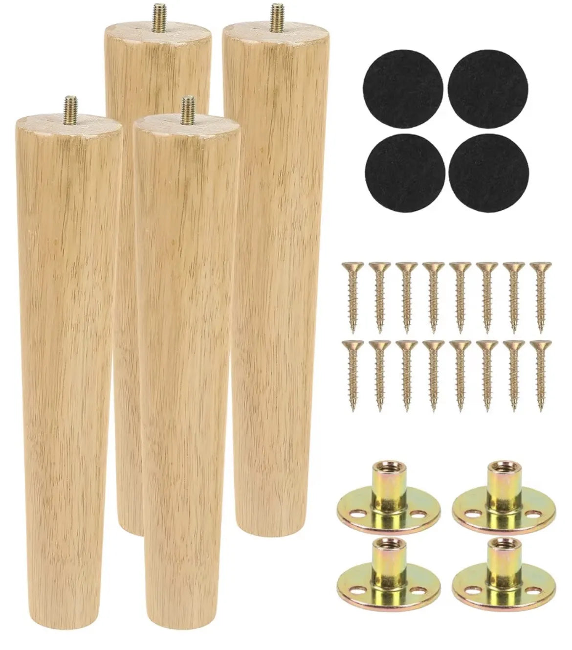 Juego de 4 patas de madera maciza de 30 cm