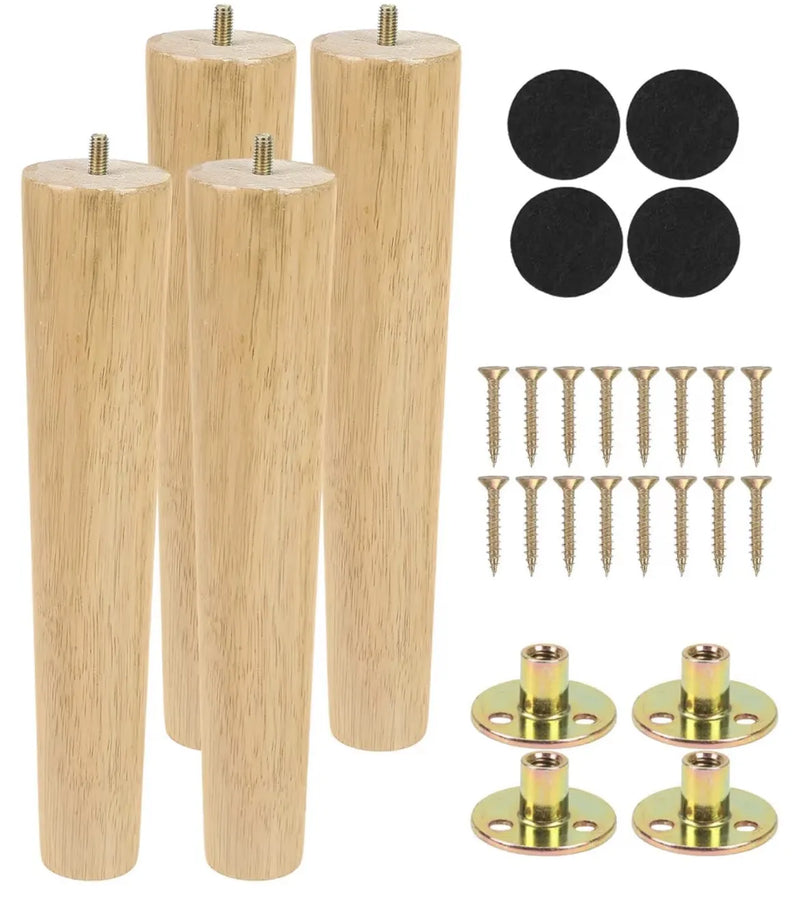Juego de 4 patas de madera maciza de 30 cm