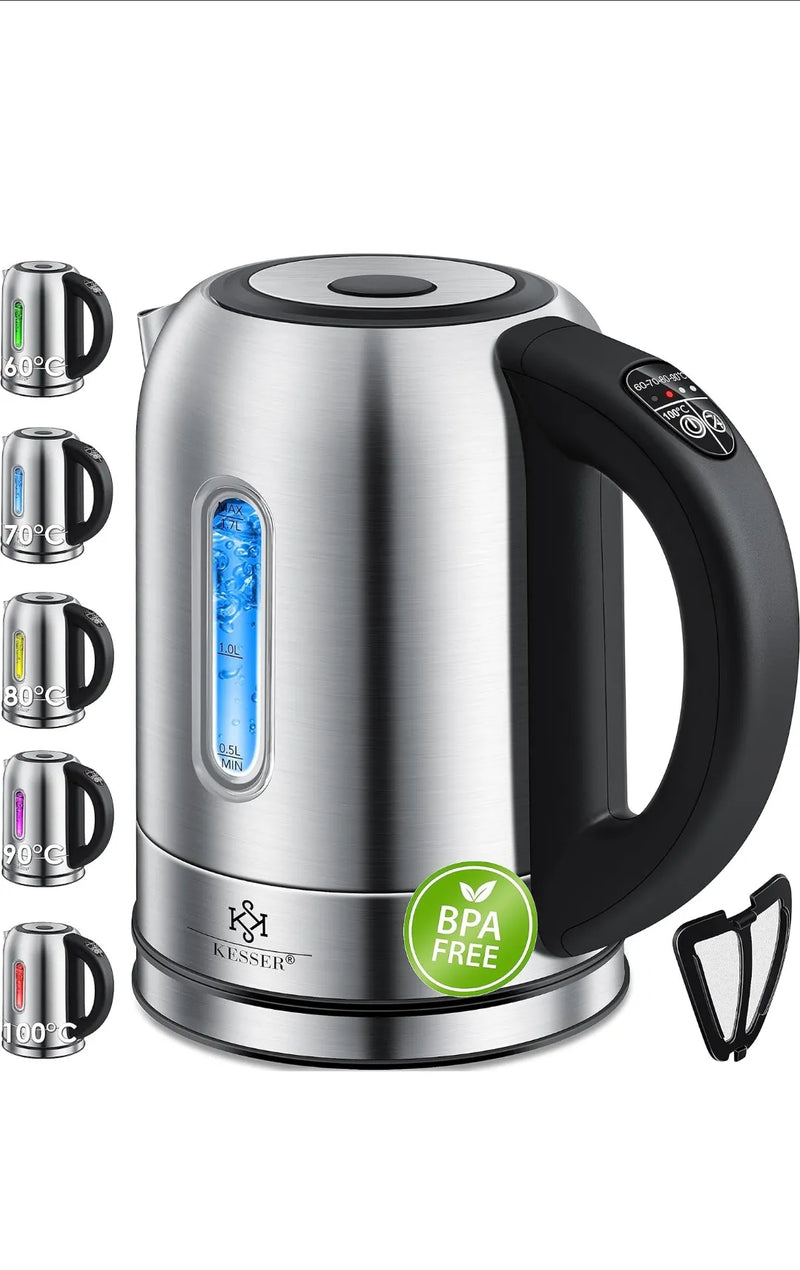 KESSER® Hervidor de acero inoxidable de 1,7 litros