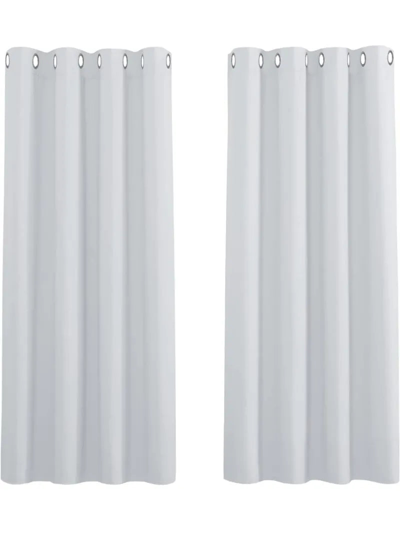 Cortinas Cortas Salon 2 Piezas Gris