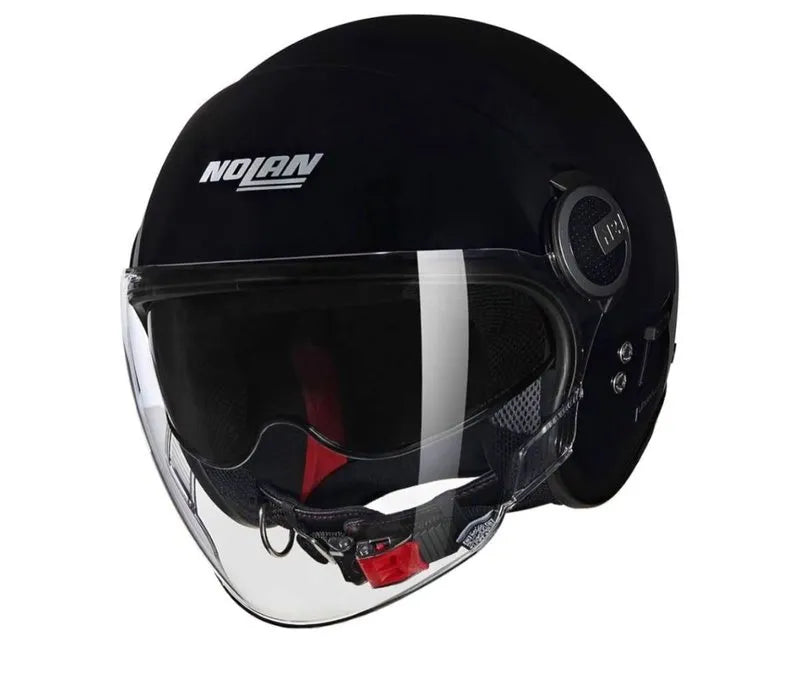Casco de moto negro con visera Nolan