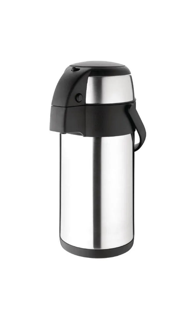 tetera de acero inoxidable Olympia Airpot, con infusor