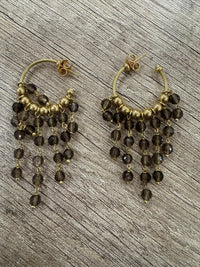 Pendientes aro dorados con abalorios colgantes, mujer