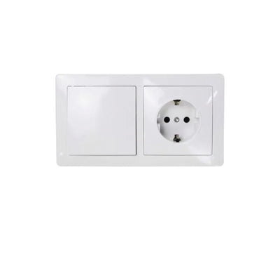 Interruptor doble con base schuko