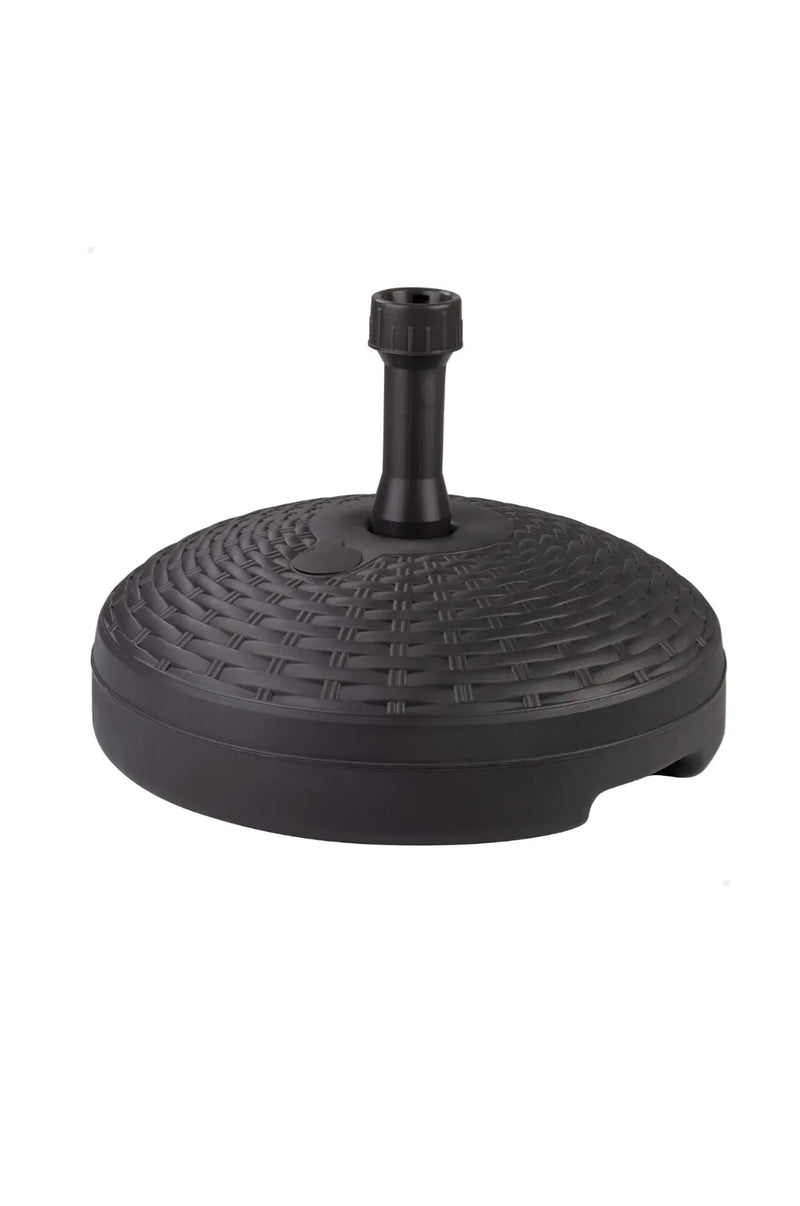 Base sombrilla terraza exterior circular negra, resistente al agua