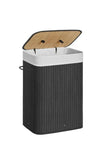 Cesta de lavandería con tapa, de bambú, plegable