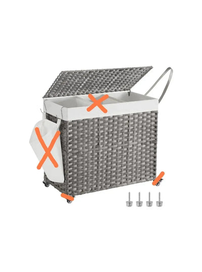 Cesto Ropa Sucia con Tapa, 160 L, Cesta Colada Est